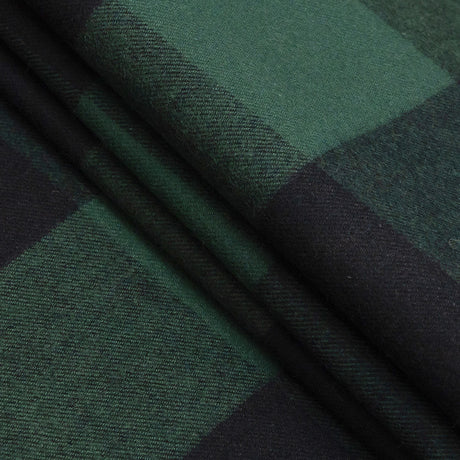 Buffalo Check Cotton Flannel - Black and Green - Seco Collection