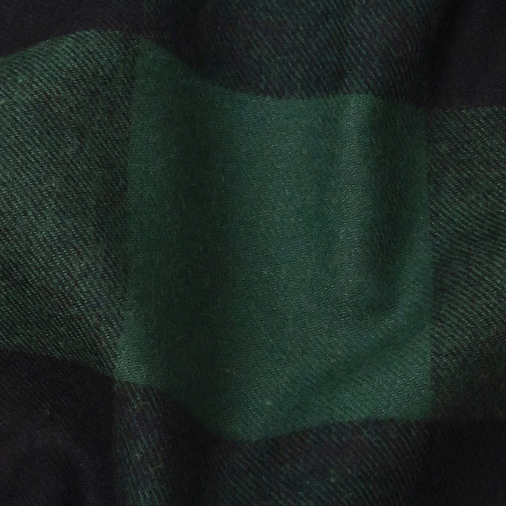 Buffalo Check Cotton Flannel - Black and Green - Seco Collection