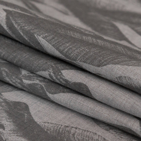 Organic Cotton Shirting - Heathered Vapor and Granite Gray Leaves