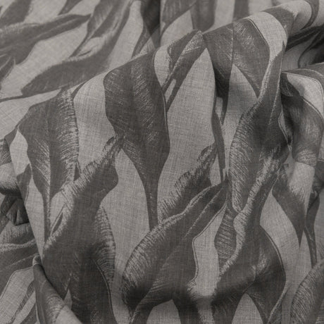 Organic Cotton Shirting - Heathered Vapor and Granite Gray Leaves