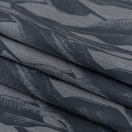 Organic Cotton Shirting - Heathered Icelandic Blue and Grisaille Leaves