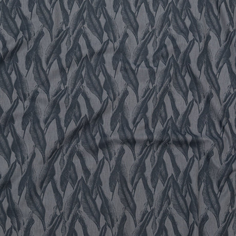 Organic Cotton Shirting - Heathered Icelandic Blue and Grisaille Leaves