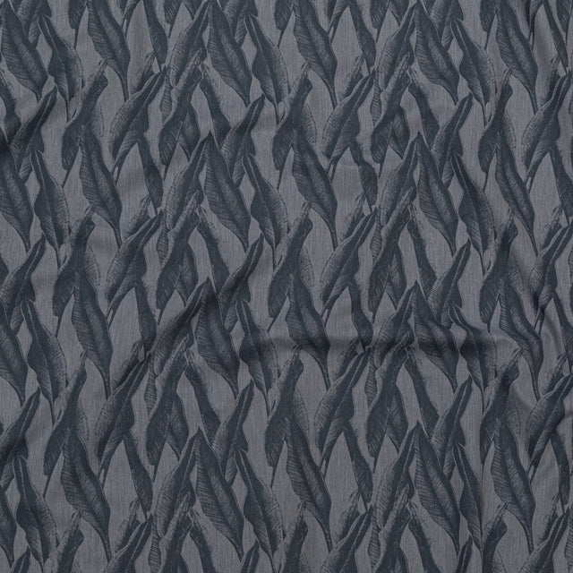 Organic Cotton Shirting - Heathered Icelandic Blue and Grisaille Leaves