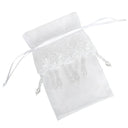 Bolsas de organza con falda de encaje y cuentas blancas 4'' x 6'' para regalos