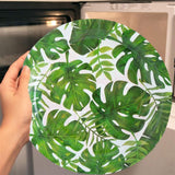 8 Count Palm Leaf Tropical Party Paper Dinner Plates 9 Inch for Luau or Summer Celebration