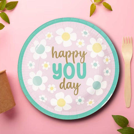 जन्मदिन ग्रेजुएशन ऑफिस पार्टी के लिए 8 काउंट हैप्पी यू डे पेपर डिनर प्लेट्स 9"