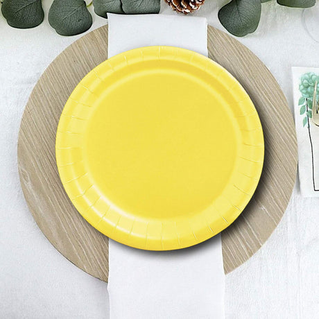 24 Count Yellow Color Paper Dessert Plates for Birthday Wedding Party 7"