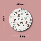 8 Count Western Themed Disposable Paper Dinner Plates 9 1/4"