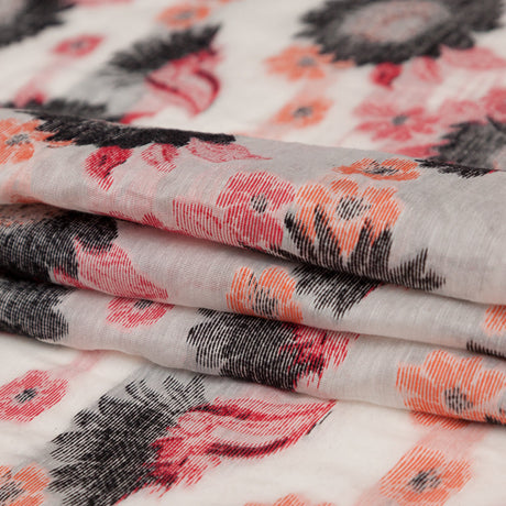 Famous NYC Designer Firecracker and Poinsettia Sunflowers Blended Cotton Brocade
