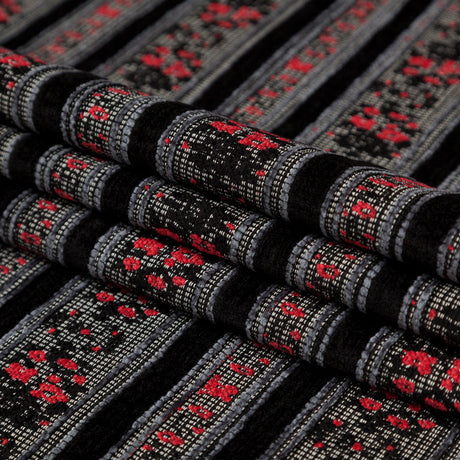 Famous NYC Designer American Beauty and Black Striped Acrylic Tweed