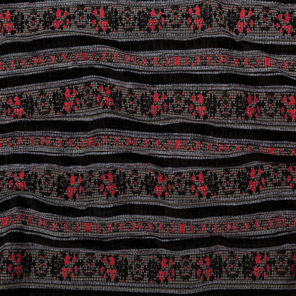 Famous NYC Designer American Beauty and Black Striped Acrylic Tweed