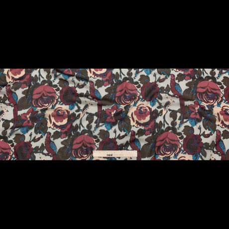 Famous NYC Designer Moonstruck, Poseidon and Sailor Blue Birds and Florals Blended Silk Georgette