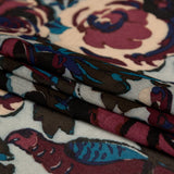 Famous NYC Designer Moonstruck, Poseidon and Sailor Blue Birds and Florals Blended Silk Georgette