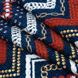 Compression Swimwear Tricot, UV Protective with Aloe Vera Microcapsules - Red and Navy Peony Nautical Ropes - Caye Collection