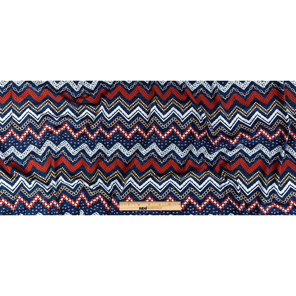 Compression Swimwear Tricot, UV Protective with Aloe Vera Microcapsules - Red and Navy Peony Nautical Ropes - Caye Collection