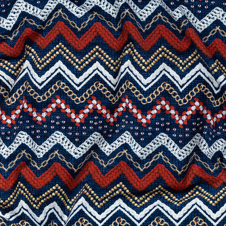 Compression Swimwear Tricot, UV Protective with Aloe Vera Microcapsules - Red and Navy Peony Nautical Ropes - Caye Collection