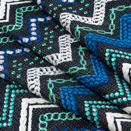 Compression Swimwear Tricot, UV Protective with Aloe Vera Microcapsules - Monaco Blue and Aqua Nautical Ropes - Caye Collection