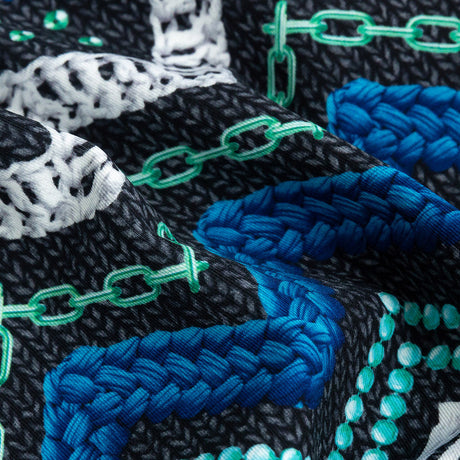 Compression Swimwear Tricot, UV Protective with Aloe Vera Microcapsules - Monaco Blue and Aqua Nautical Ropes - Caye Collection