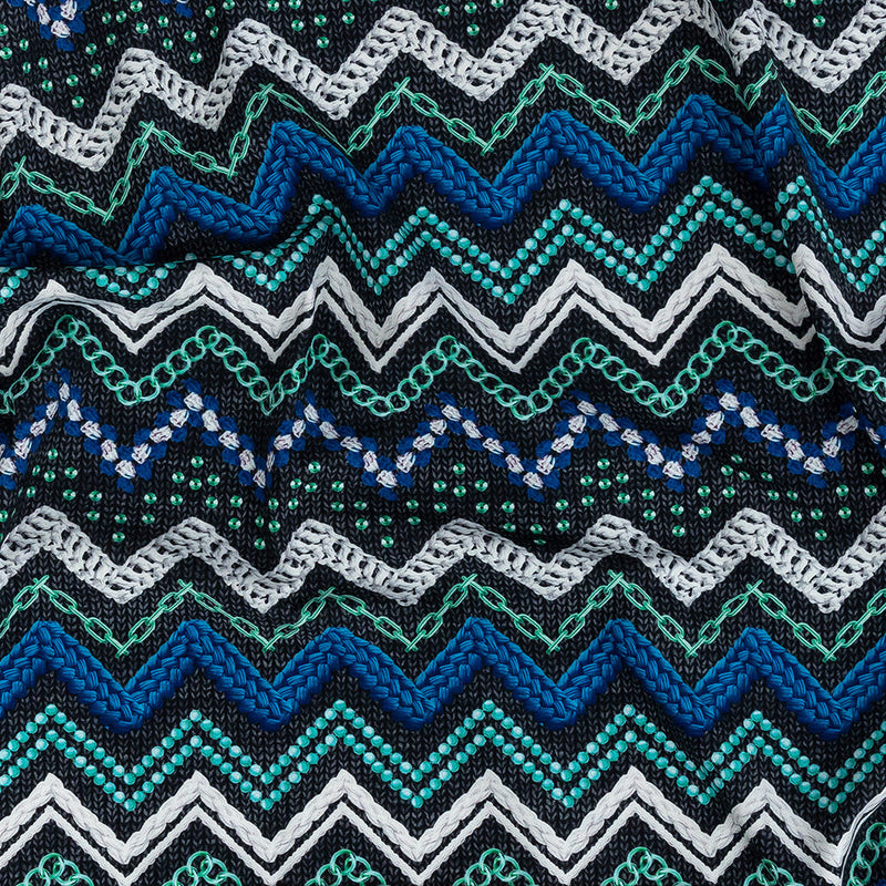 Compression Swimwear Tricot, UV Protective with Aloe Vera Microcapsules - Monaco Blue and Aqua Nautical Ropes - Caye Collection