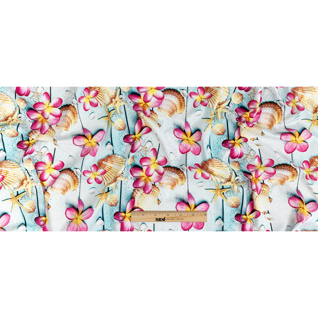 Compression Swimwear Tricot, UV Protective with Aloe Vera Microcapsules - Shells on an Aqua Boardwalk - Caye Collection