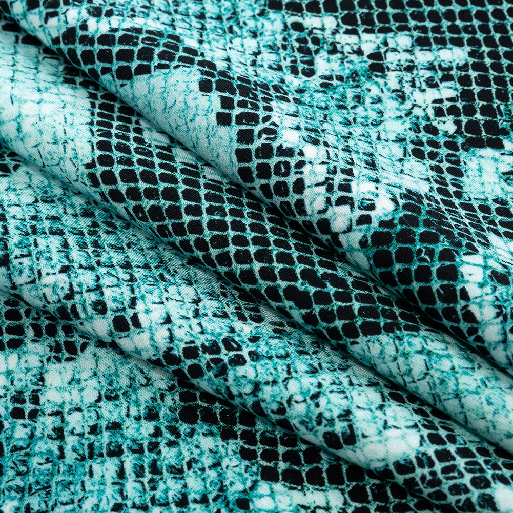 Compression Swimwear Tricot, UV Protective with Aloe Vera Microcapsules - Turquoise Python - Caye Collection