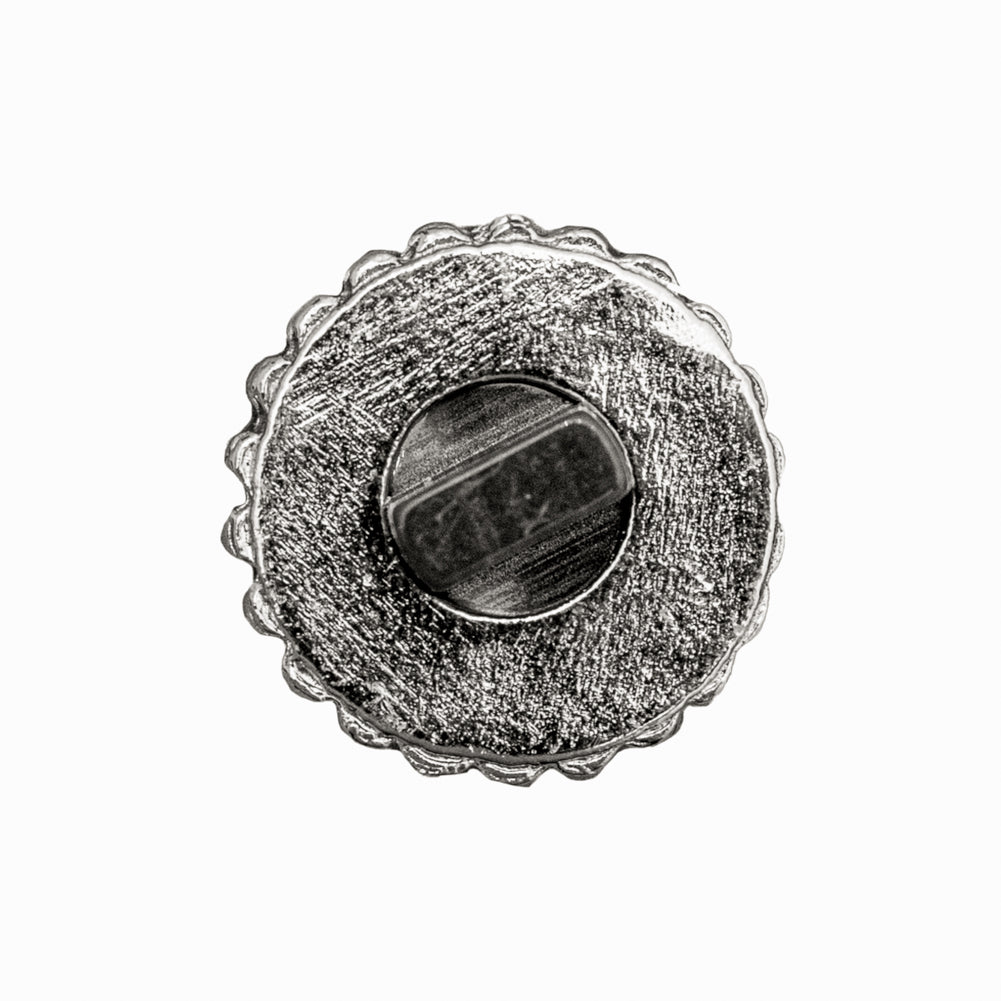 Italian Silver Metal, Crystal Rhinestones and Rabbit Shell Shank Button - 36L/23mm