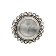 Italian Silver Metal, Crystal Rhinestones and Rabbit Shell Shank Button - 36L/23mm