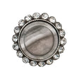 Italian Silver Metal, Crystal Rhinestones and Rabbit Shell Shank Button - 40L/25.5mm