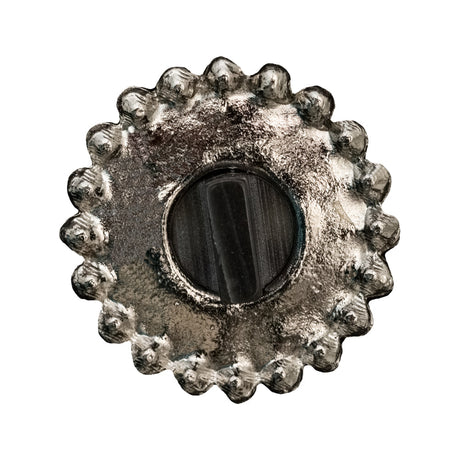 Italian Silver Metal, Crystal Rhinestones and Rabbit Shell Shank Button - 48L/30.5mm