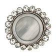 Italian Silver Metal, Crystal Rhinestones and Rabbit Shell Shank Button - 48L/30.5mm