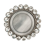 Italian Silver Metal, Crystal Rhinestones and Rabbit Shell Shank Button - 48L/30.5mm