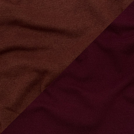 Italian Burgundy and Shaved Chocolate Reversible Wool Double Knit