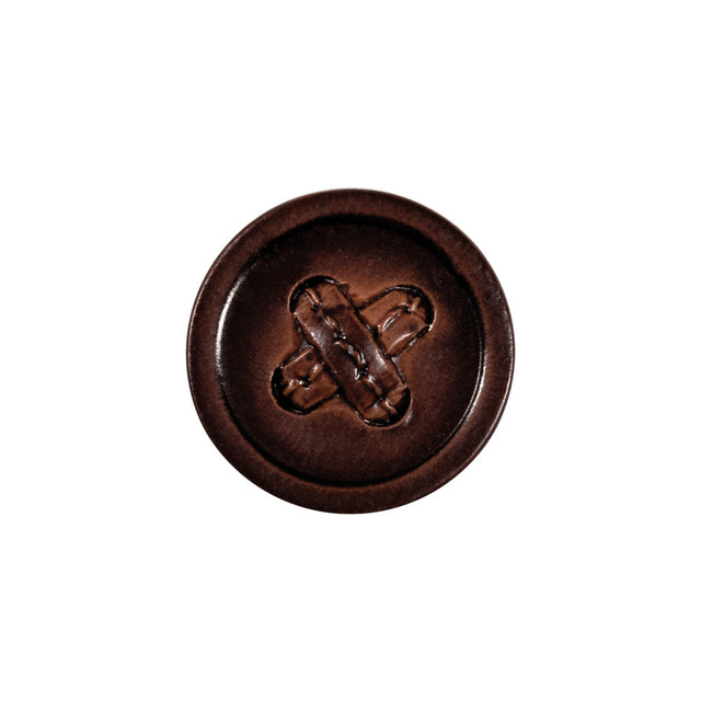 Brown Cross Stitch Plastic Shank Back Button - 32L/20mm