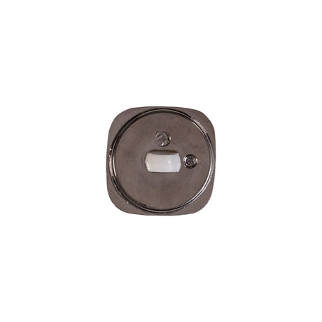 Italian White and Gunmetal 2-Piece Plastic Button - 22L/14mm