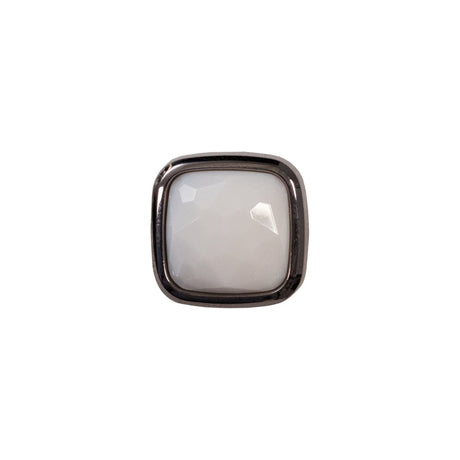 Italian White and Gunmetal 2-Piece Plastic Button - 22L/14mm