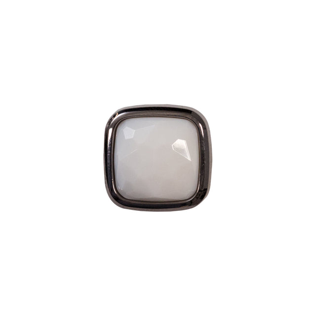 Italian White and Gunmetal 2-Piece Plastic Button - 22L/14mm