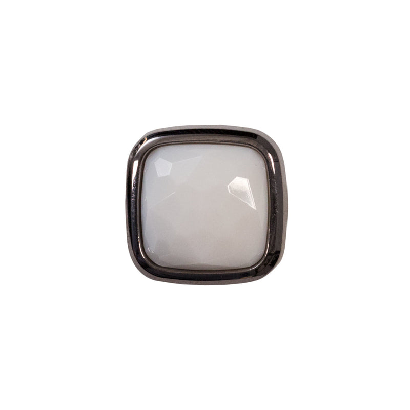 Italian White and Gunmetal 2-Piece Plastic Button - 25L/16mm