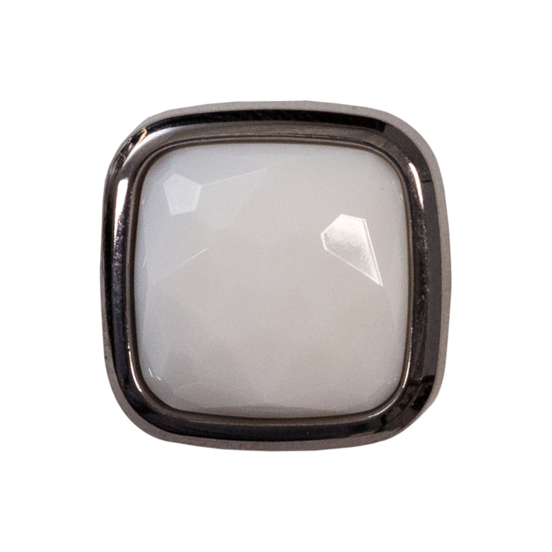 Italian White and Gunmetal 2-Piece Plastic Button - 38L/24mm