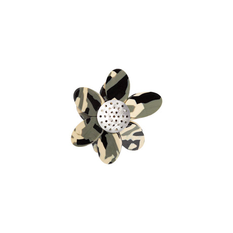 Italian Capulet Olive and Reed Yellow Tortoise Flower Applique with Beaded Core - 2.75"