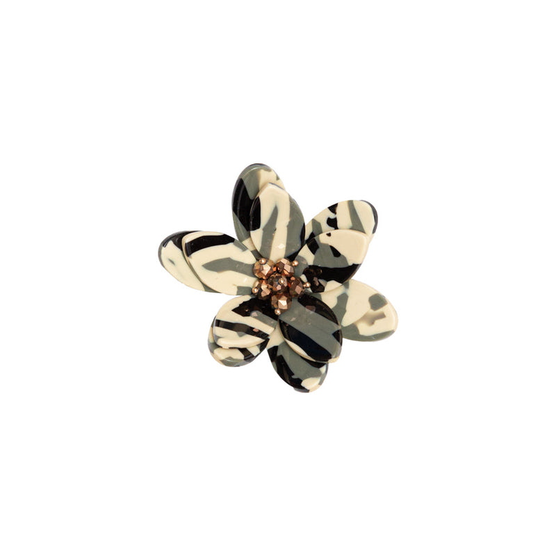 Italian Capulet Olive and Reed Yellow Tortoise Flower Applique with Beaded Core - 2.75"