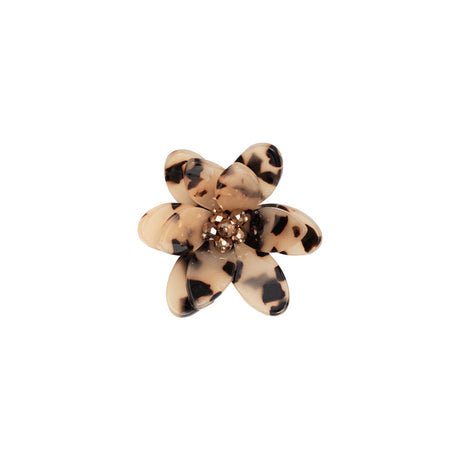 Italian Cornstalk Tortoise Flower Applique with Beaded Core - 2.75"