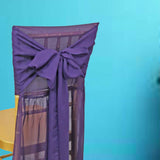 1 Piece Eggplant Sheer Chiffon Chair Back Scarf for Chiavari Flowy Elegance with Sash
