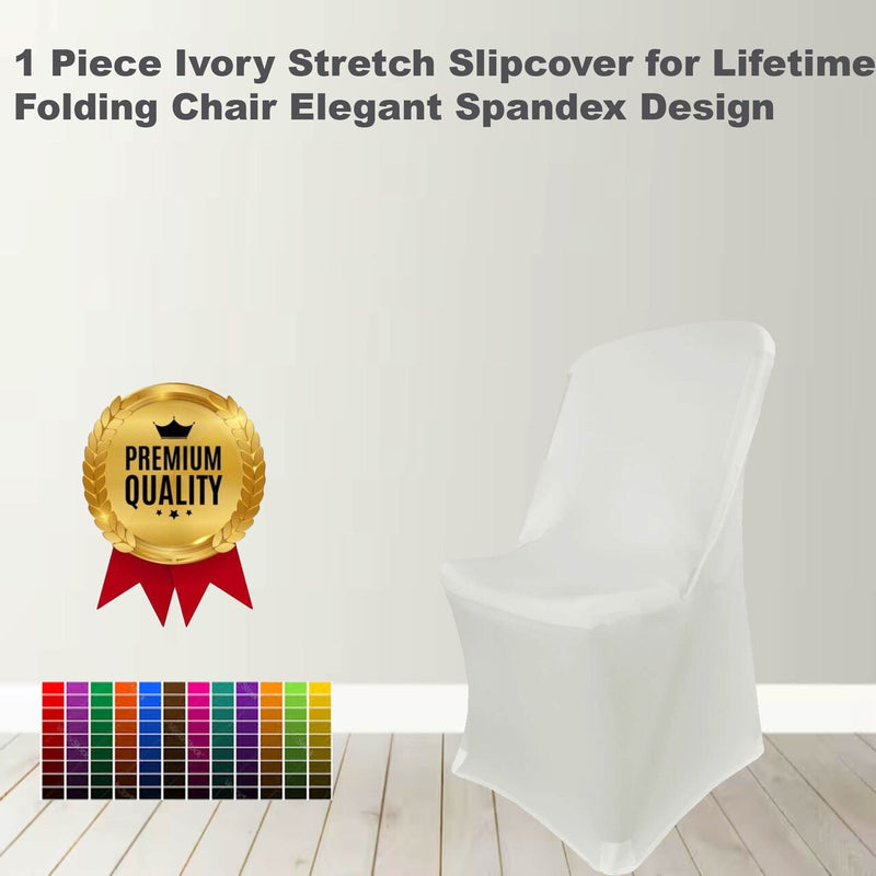 1 Piece Ivory Stretch Slipcover for Lifetime Folding Chair Elegant Spandex Design