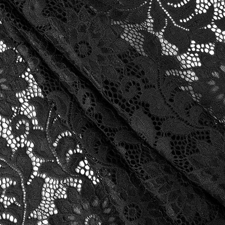 Re-Embroidered Stretch Lace - Black Sunflowers - McKee Collection