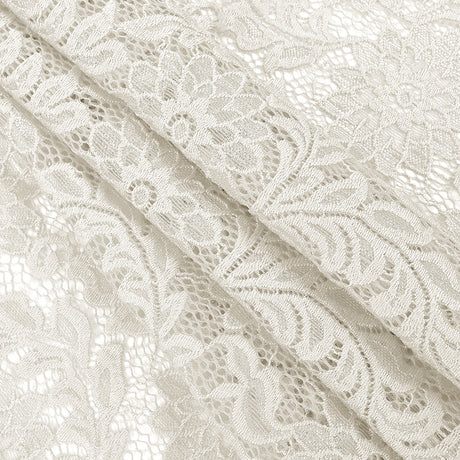 Re-Embroidered Stretch Lace - White Sunflowers - McKee Collection