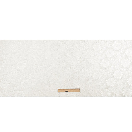Re-Embroidered Stretch Lace - White Sunflowers - McKee Collection