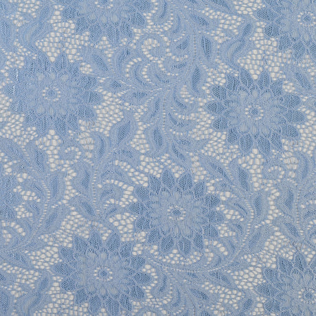 Re-Embroidered Stretch Lace - Placid Blue Sunflowers - McKee Collection