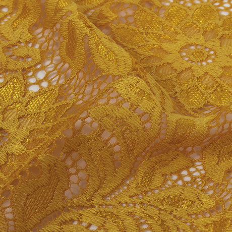 Re-Embroidered Stretch Lace - Mustard Sunflowers - McKee Collection