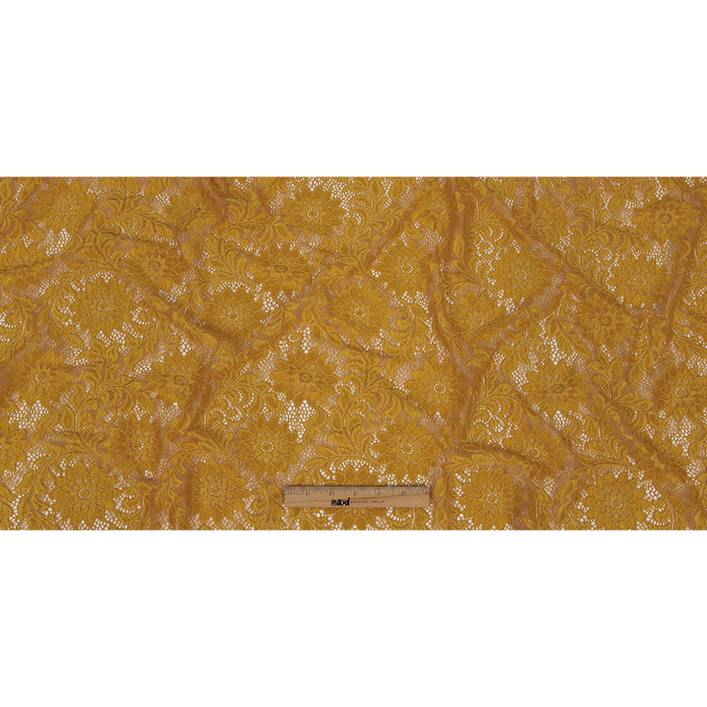 Re-Embroidered Stretch Lace - Mustard Sunflowers - McKee Collection