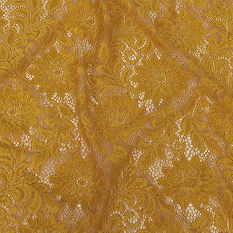 Re-Embroidered Stretch Lace - Mustard Sunflowers - McKee Collection